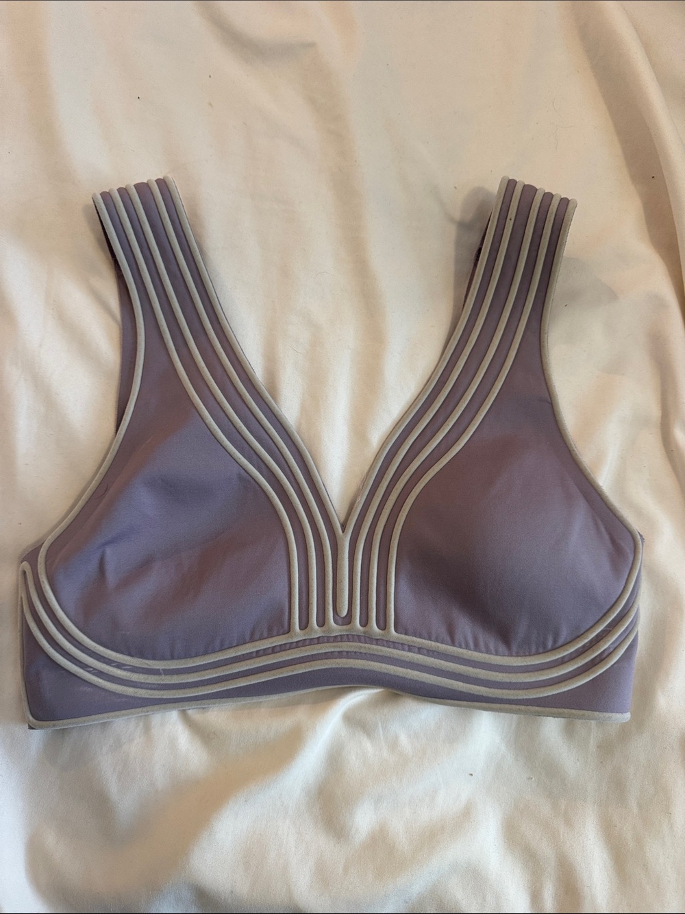 lululemon athletica Lavender V-Neck Bralette with Cream Piping